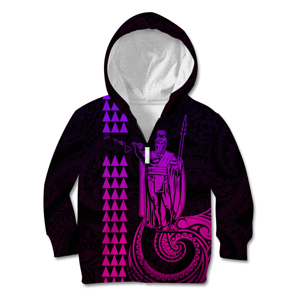 Custom Hawaii Kid Hoodie King Kamehameha - Pink Gradient LT9 - Polynesian Pride