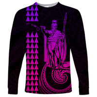 Custom Hawaii Long Sleeve Shirt King Kamehameha - Pink Gradient LT9 Unisex Pink Gradient - Polynesian Pride