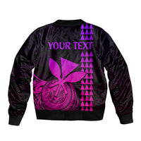 Custom Hawaii Sleeve Zip Bomber Jacket King Kamehameha - Pink Gradient LT9 - Polynesian Pride