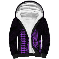 Custom Hawaii Sherpa Hoodie King Kamehameha - Purple LT9 Unisex Purple - Polynesian Pride