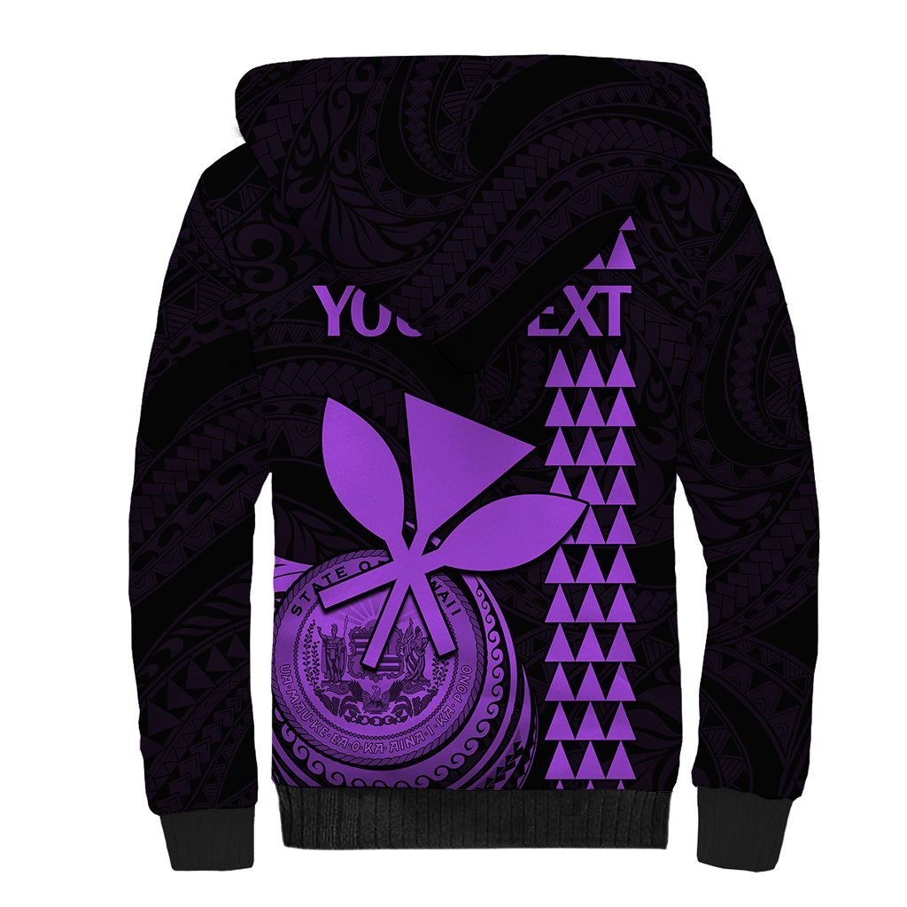 Custom Hawaii Sherpa Hoodie King Kamehameha - Purple LT9 - Polynesian Pride