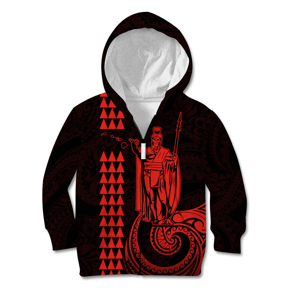 Custom Hawaii Kid Hoodie King Kamehameha - Red LT9 - Polynesian Pride