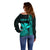 Custom Hawaii Off Shoulder Sweater King Kamehameha - Turquoise LT9 - Polynesian Pride