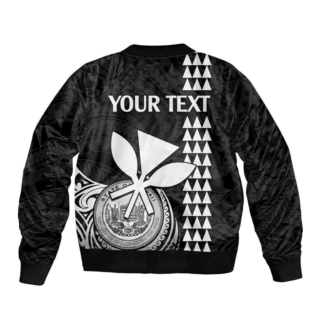 Custom Hawaii Sleeve Zip Bomber Jacket King Kamehameha - White LT9 - Polynesian Pride