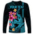 Custom Polynesian Long Sleeve Shirt Hawaiian Warriors with Tribal Shark Tattoos - Blue LT9 - Polynesian Pride