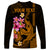 Custom Polynesian Long Sleeve Shirt Hawaiian Warriors with Tribal Shark Tattoos - Gold LT9 - Polynesian Pride