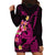 Custom Polynesian Hoodie Dress Hawaiian Warriors with Tribal Shark Tattoos - Pink LT9 - Polynesian Pride