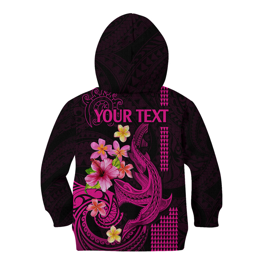 Custom Polynesian Kid Hoodie Hawaiian Warriors with Tribal Shark Tattoos - Pink LT9 - Polynesian Pride
