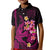 Custom Polynesian Kid Polo Shirt Hawaiian Warriors with Tribal Shark Tattoos - Pink LT9 Kid Pink - Polynesian Pride