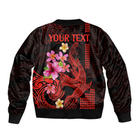 Custom Polynesian Bomber Jacket Hawaiian Warriors with Tribal Shark Tattoos - Red LT9 - Polynesian Pride