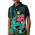 Custom Polynesian Kid Polo Shirt Hawaiian Warriors with Tribal Shark Tattoos - Turquoise LT9 Kid Turquoise - Polynesian Pride