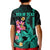 Custom Polynesian Kid Polo Shirt Hawaiian Warriors with Tribal Shark Tattoos - Turquoise LT9 - Polynesian Pride