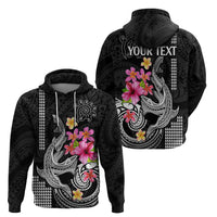 Custom Polynesian Hoodie Hawaiian Warriors with Tribal Shark Tattoos White LT9 - Polynesian Pride