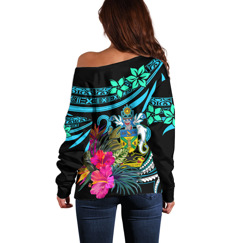 Solomon Islands Off Shoulder Sweater Happy Independence Day LT9 - Polynesian Pride