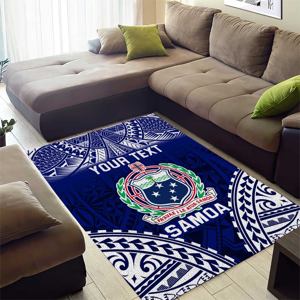 Personalised Samoa Coat Of Arms Area Rug With Polynesian Pattern Version LT9 - Polynesian Pride