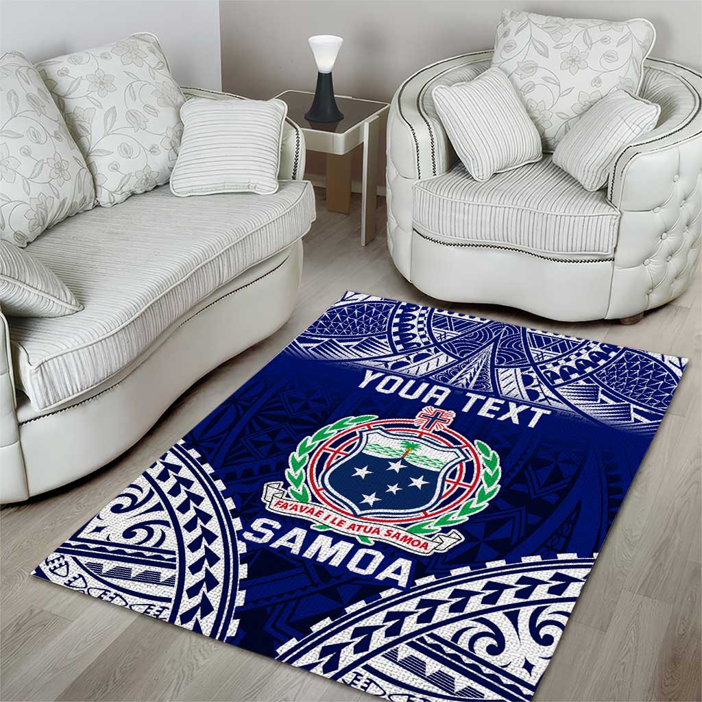 Personalised Samoa Coat Of Arms Area Rug With Polynesian Pattern Version LT9 - Polynesian Pride
