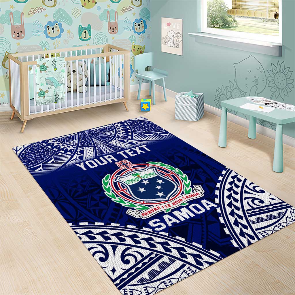 Personalised Samoa Coat Of Arms Area Rug With Polynesian Pattern Version LT9 - Polynesian Pride