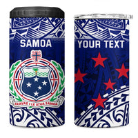Personalised Samoa Coat Of Arms 4 in 1 Can Cooler Tumbler With Polynesian Pattern Version LT9 One Size: 16 oz Blue - Polynesian Pride