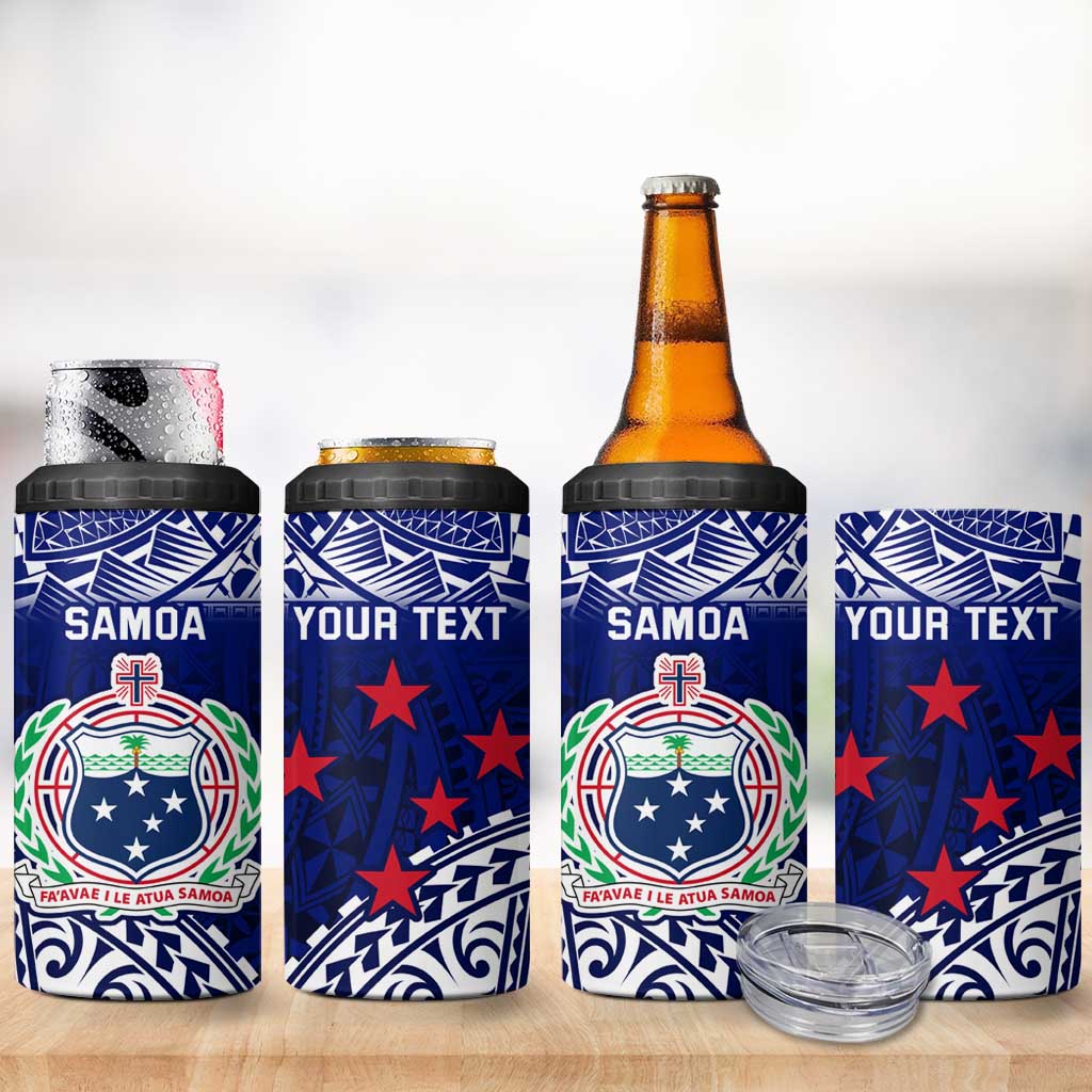 Personalised Samoa Coat Of Arms 4 in 1 Can Cooler Tumbler With Polynesian Pattern Version LT9 - Polynesian Pride
