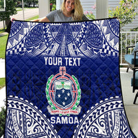 Personalised Samoa Coat Of Arms Quilt With Polynesian Pattern Version LT9 Blue - Polynesian Pride