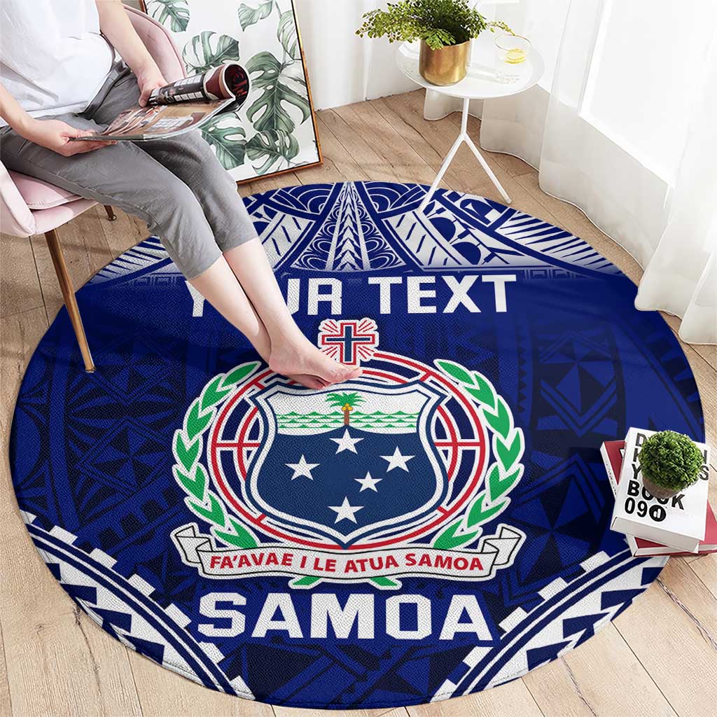 Personalised Samoa Coat Of Arms Round Carpet With Polynesian Pattern Version LT9 - Polynesian Pride