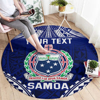 Personalised Samoa Coat Of Arms Round Carpet With Polynesian Pattern Version LT9 - Polynesian Pride