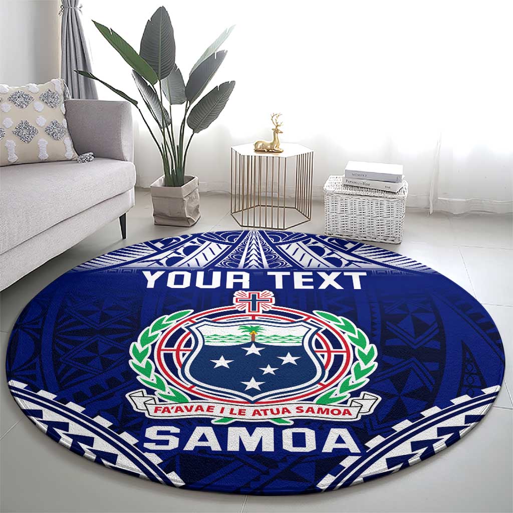 Personalised Samoa Coat Of Arms Round Carpet With Polynesian Pattern Version LT9 - Polynesian Pride