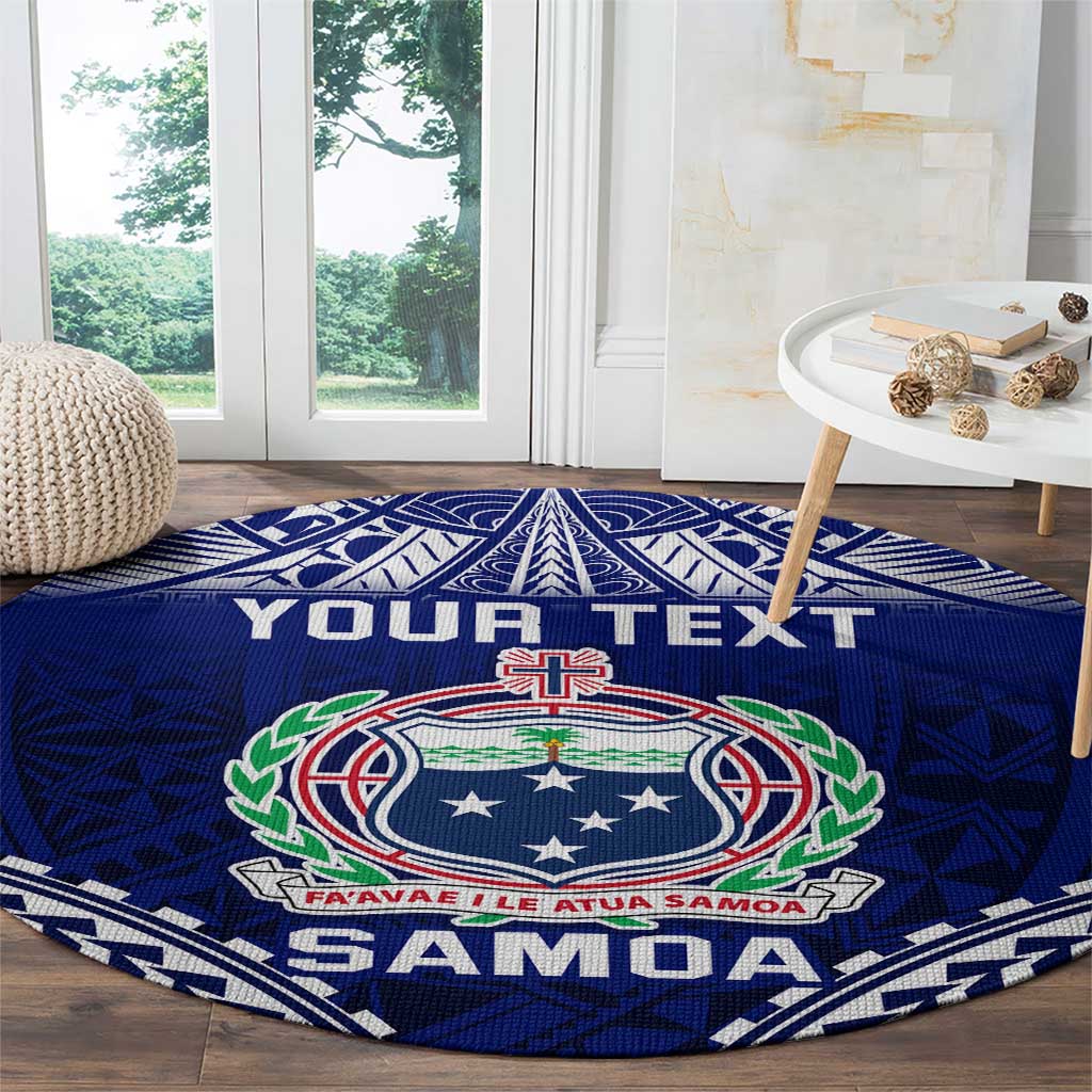 Personalised Samoa Coat Of Arms Round Carpet With Polynesian Pattern Version LT9 - Polynesian Pride