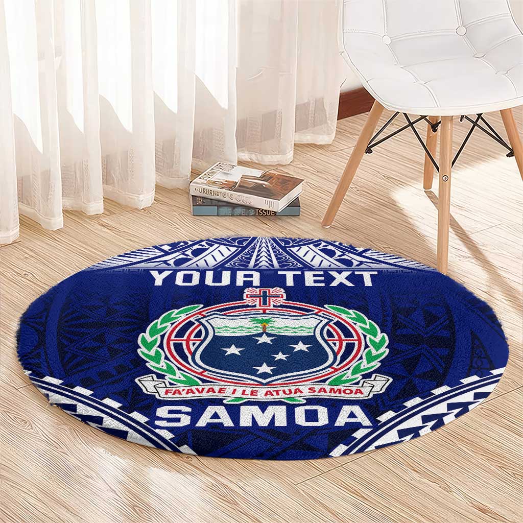 Personalised Samoa Coat Of Arms Round Carpet With Polynesian Pattern Version LT9 - Polynesian Pride