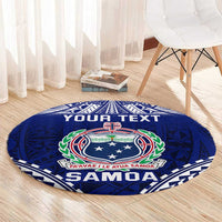 Personalised Samoa Coat Of Arms Round Carpet With Polynesian Pattern Version LT9 - Polynesian Pride
