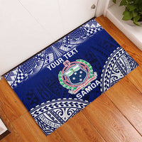 Personalised Samoa Coat Of Arms Rubber Doormat With Polynesian Pattern Version LT9 - Polynesian Pride