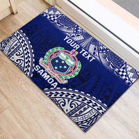 Personalised Samoa Coat Of Arms Rubber Doormat With Polynesian Pattern Version LT9 - Polynesian Pride