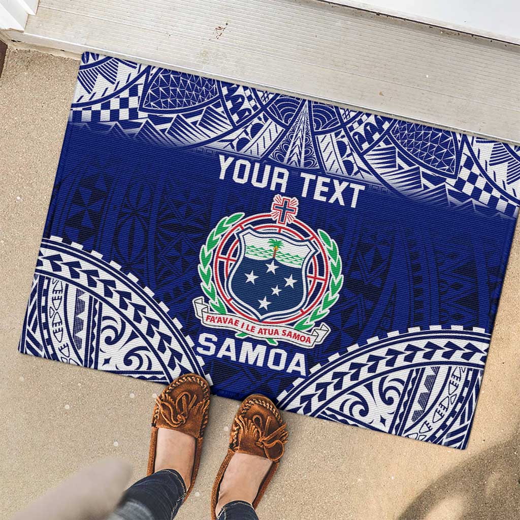 Personalised Samoa Coat Of Arms Rubber Doormat With Polynesian Pattern Version LT9 - Polynesian Pride