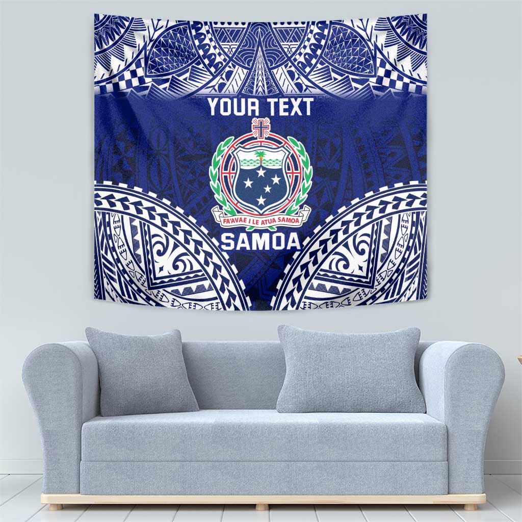 Personalised Samoa Coat Of Arms Tapestry With Polynesian Pattern Version LT9 - Polynesian Pride