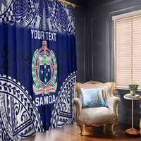 Personalised Samoa Coat Of Arms Window Curtain With Polynesian Pattern Version LT9 - Polynesian Pride