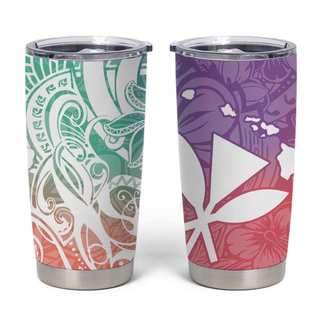 Polynesian Tribal Plumeria Tumbler Cup with Hawaii Kanaka Maoli Bloom Version LT9 Bloom - Polynesian Pride