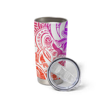 Polynesian Tribal Plumeria Tumbler Cup with Hawaii Kanaka Maoli Purple Gradient Version LT9 - Polynesian Pride