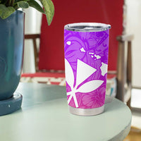 Polynesian Tribal Plumeria Tumbler Cup with Hawaii Kanaka Maoli Purple Gradient Version LT9 - Polynesian Pride