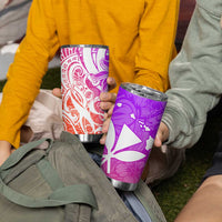 Polynesian Tribal Plumeria Tumbler Cup with Hawaii Kanaka Maoli Purple Gradient Version LT9 - Polynesian Pride