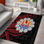 Tahitian Coat Of Arm and Tiare Flower Area Rug Polynesian Tribal Tattoo