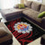 Tahitian Coat Of Arm and Tiare Flower Area Rug Polynesian Tribal Tattoo