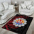 Tahitian Coat Of Arm and Tiare Flower Area Rug Polynesian Tribal Tattoo