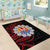 Tahitian Coat Of Arm and Tiare Flower Area Rug Polynesian Tribal Tattoo