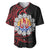 Tahitian Coat Of Arm and Tiare Flower Baseball Jersey Polynesian Tribal Tattoo