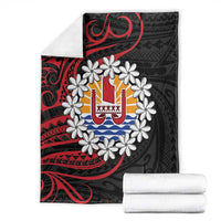 Tahitian Coat Of Arm and Tiare Flower Blanket Polynesian Tribal Tattoo LT9 - Polynesian Pride
