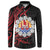 Tahitian Coat Of Arm and Tiare Flower Button Sweatshirt Polynesian Tribal Tattoo