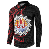 Tahitian Coat Of Arm and Tiare Flower Button Sweatshirt Polynesian Tribal Tattoo LT9 - Polynesian Pride
