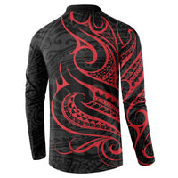 Tahitian Coat Of Arm and Tiare Flower Button Sweatshirt Polynesian Tribal Tattoo LT9 - Polynesian Pride