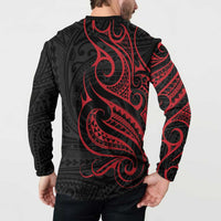 Tahitian Coat Of Arm and Tiare Flower Button Sweatshirt Polynesian Tribal Tattoo LT9 - Polynesian Pride
