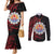 Tahitian Coat Of Arm and Tiare Flower Couples Matching Mermaid Dress and Long Sleeve Button Shirt Polynesian Tribal Tattoo